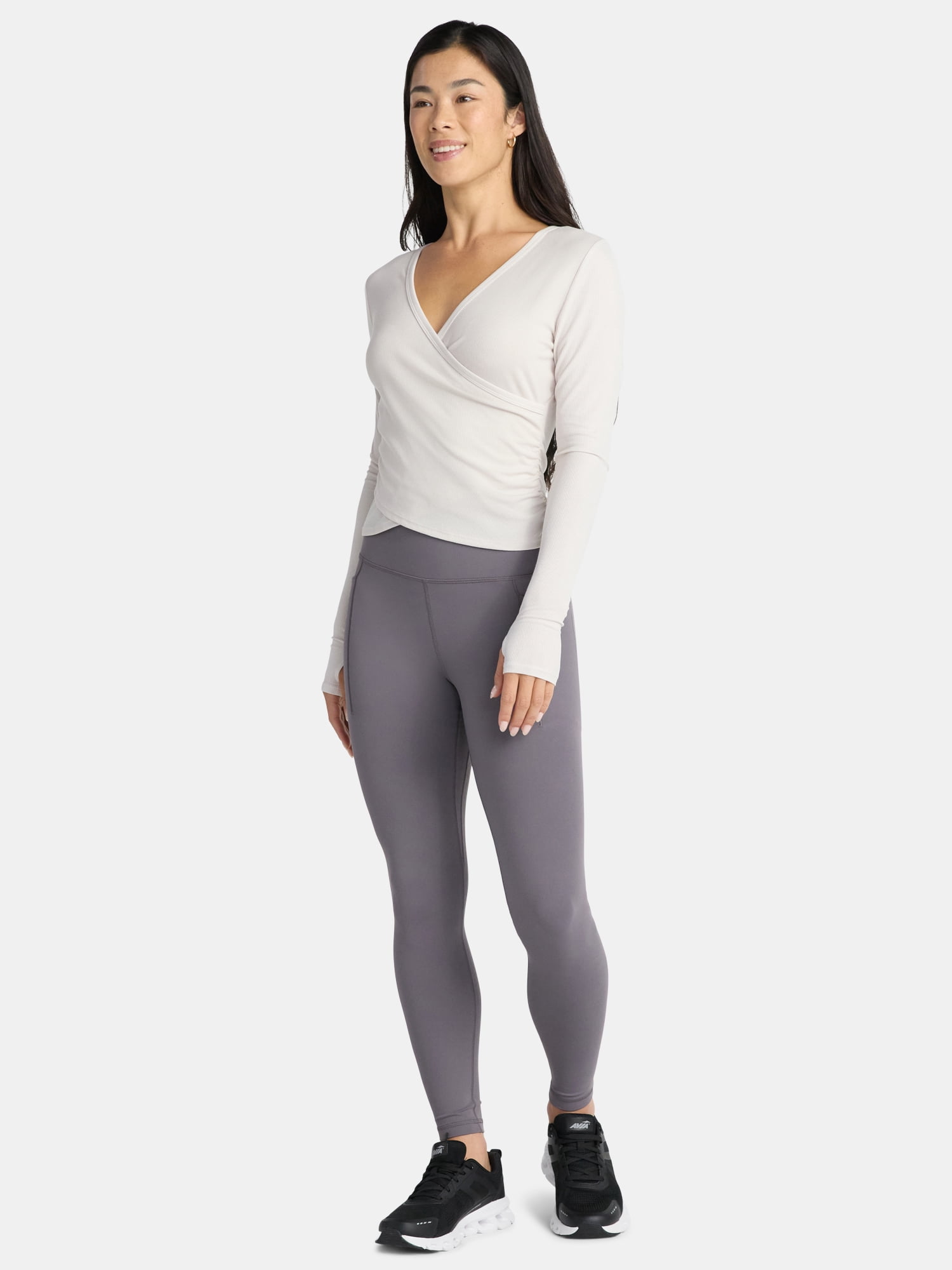 Avia Women's Reversible Wrap Top with Long Sleeves, Sizes XS-XXXL