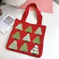 thumbnail image 3 of Fashion Large Capacity Polyester Reusable Shoulder Bags Handmade Knit Handbag Christmas Pine Handbag Christmas Handbag BLACK, 3 of 8
