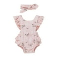 thumbnail image 1 of Ensemble d'Été pour Enfants : Cache-Couche à Col à Manches Volantées à Imprimé Floral + Bandeau, 1 of 9