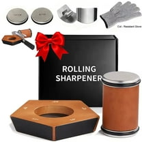 Akatsuki Rolling Knife Sharpener Kit 15°-22°Diamond #1000/#400 Tumbler Sharpening Stone for Kitchen Knife,with Finger Guard and Glove