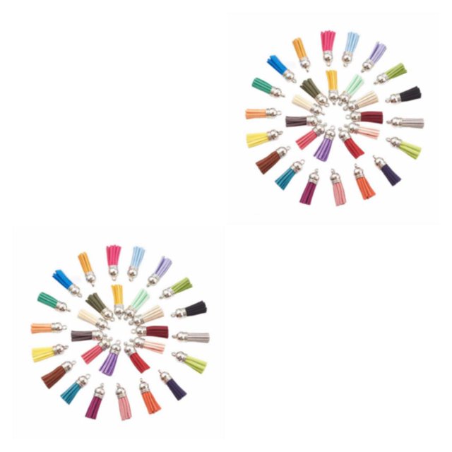 Ruiboury 100pack/lot Stand Out Unique Tassel DIY Tassel Accessory For Keychain Gifts AssortedColor-Silver 2Set
