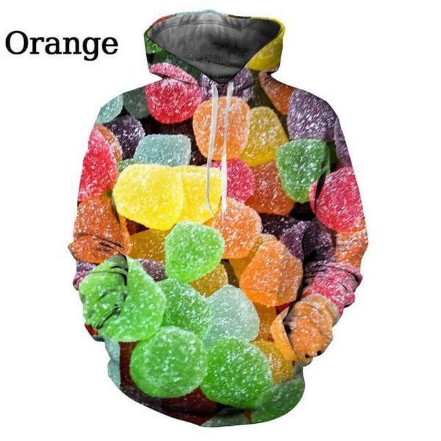 Classic Cute Snack Pattern 3D Print Hoodie Candy Pullover Everyday Versatile Sweatshirt Top