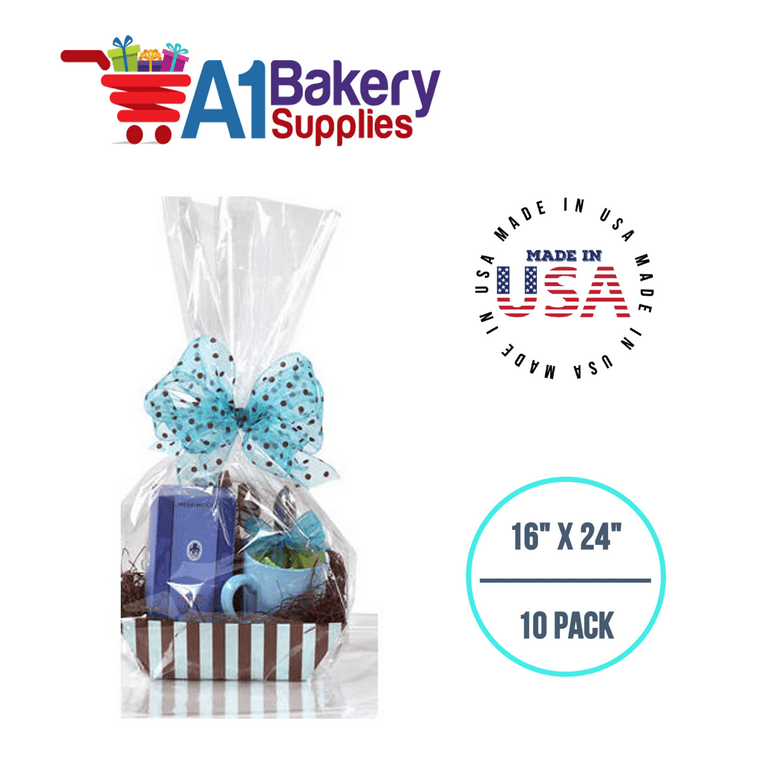12 x 24 Clear Cello Small Size Cellophane Bags Gift Basket Package Flat Gift Bags Bulk Pack 100 Pack