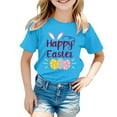 thumbnail image 1 of MIASHUI T-Shirt Graphique de Pâques à Manches Courtes pour Garçons, Confortable et Décontracté, Imprimé pour Filles, Bleu Ciel, 4-5 Ans, 1 of 4