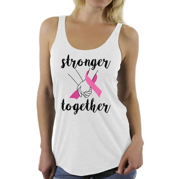 Awkward Styles Breast Cancer T-Shirt Stronger Together Racerback Tank Tops
