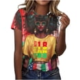 thumbnail image 2 of Tops de Ajuste Suelto para las Mujeres Sudadera Casual Impresa Manga Corta Cuello Redondo Superior, Poliéster, 2 of 6