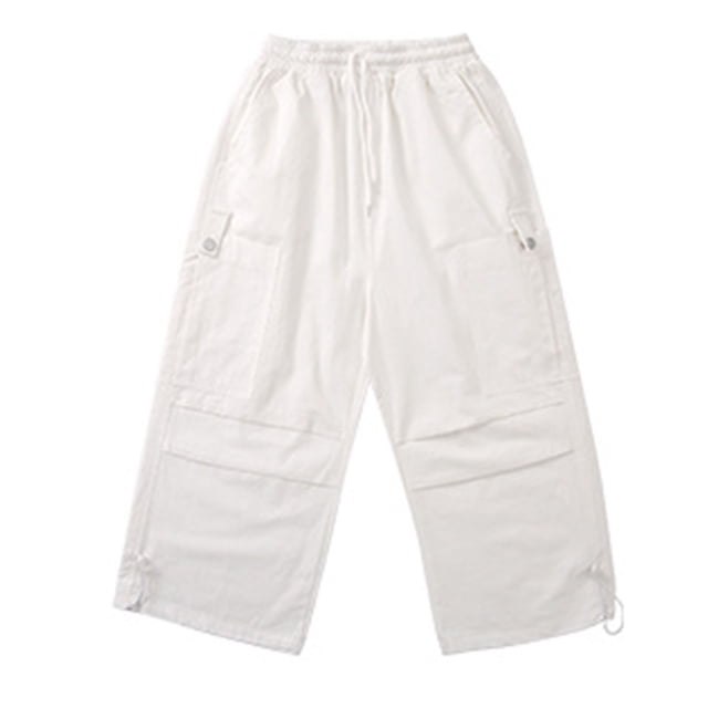 Work Pants for Boys, 100% Flax Solid Color Loose-Fit Children's Pants with Multiple Pockets, Spring Style, Black, Size 110 cm