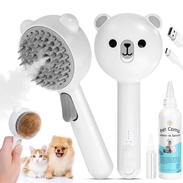 Cepillo de vapor para mascotas MRSDAYU 4 en 1 para gatos y perros con champú sin agua