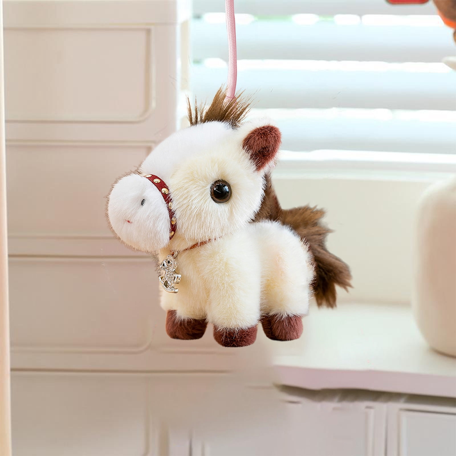 Pendentif Peluche Cheval – Nouvel An Chinois – Mascotte Douce Mini – Porte-clés Ou Décoration De Sac – Cadeau Festif