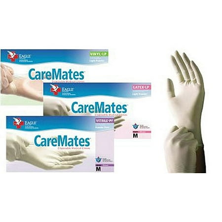 Caremates Disposable Medical Exam Gloves Latex Powdered Medium - 100ct