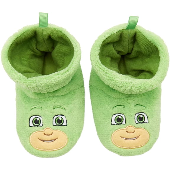 PJ Masks Boys Socktop Slippers, Embroidered Design Toddlers Non-Slip Bottom Slippers Green - 5/6