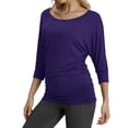 thumbnail image 1 of Blusa para Mujer Manga 3/4 con Drapeado y Fruncido Lateral Grande, 1 of 5
