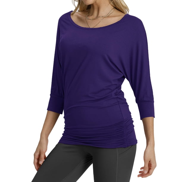 Blusa para Mujer Manga 3/4 con Drapeado y Fruncido Lateral Grande