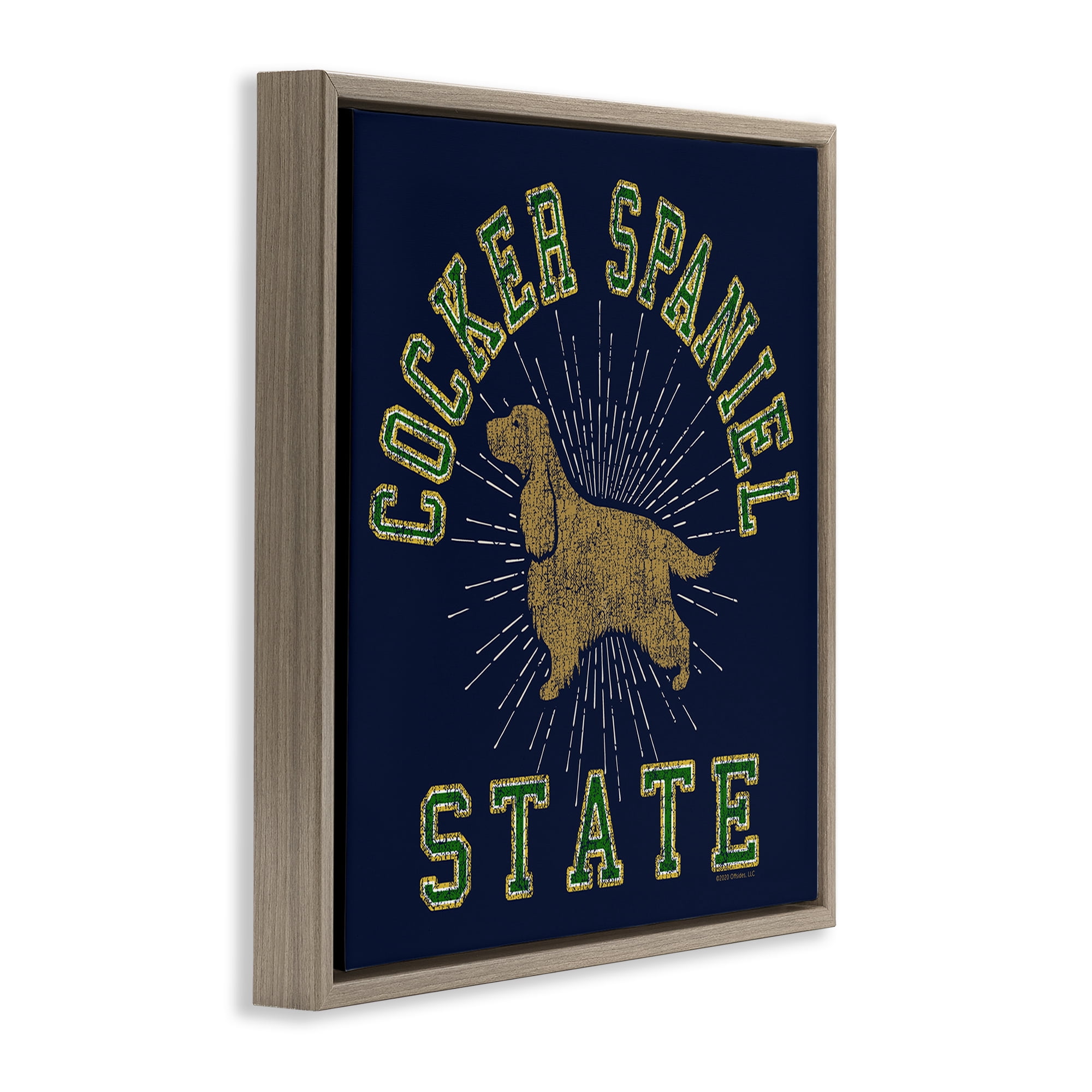 Stupell Industries Cocker Spaniel State Novelty & Humor Painting Brown Floater Framed Canvas Art Print Wall Art, 18 x 18