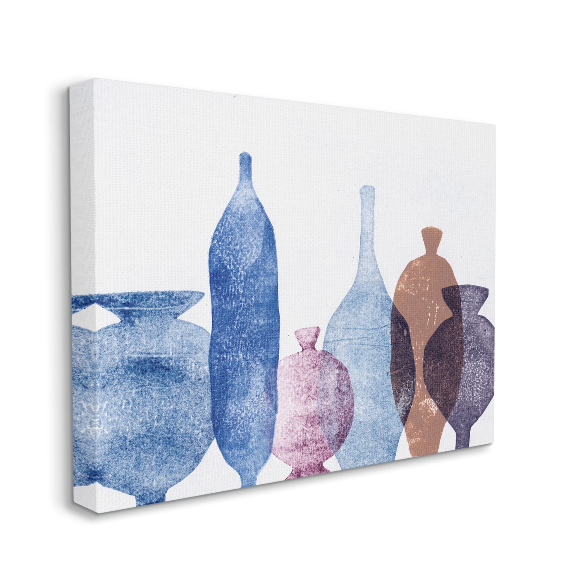 Stupell Industries Blue Layered Vases Contemporary Abstract Painting Gallery Wrapped Canvas Print Wall Art