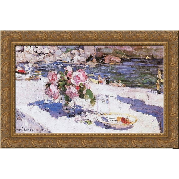 On a Sea Shore 24x16 Gold Ornate Wood Framed Canvas Art by Konstantin Korovin