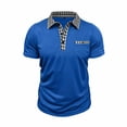 thumbnail image 3 of Polo Shirt for Men Plaid Patchwork Short Sleeve Golf Shirts Cozy Casual Summer Collared T Shirt with Pocket (2XL, Blue), 3 of 8