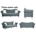 thumbnail image 3 of Hybition Modern 2 Pieces Sofa Set with Bolster Pillows,Tufted 3 Seater Sofa and Loveseat with Wooden Legs Upholstered Living Room Set for Living Room, Office-Color:Grey, 3 of 8