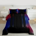 thumbnail image 2 of jejeloiu Modern Geometric Stripes Queen Comforter Set,Black Blue Red Bedding Comforter Set For Girls Kids Reversible 3-Piece, 2 of 8