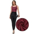 thumbnail image 5 of Women's Sequin Square Neck Tank Top with Sleeveless Design and Cropped Fit - Large, Burgundy, 5 of 6