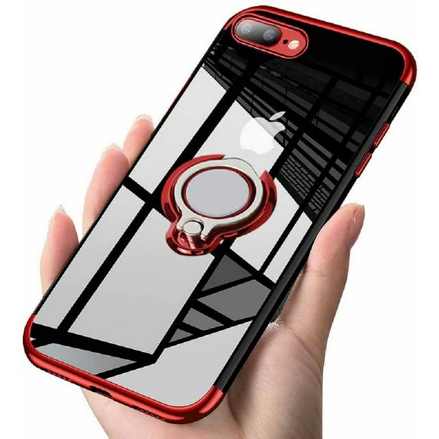 Designed for iPhone 7plus/ iPhone8 Plus Case Clear 5.5 Slim 360° Adjustable Ring Holder in Soft TPU Thin Anti-Scratch Shockproof Impact Protection for Magnetic Car Mount