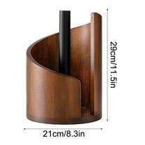 Wooden Paper Towel Holder with Iron Stand - One-Handed Tear Design for Kitchen and Bath Countertop