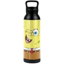Spongebob Official Spongebob Surprise Face 24 oz Insulated Canteen Water Bottle, Leak Resistant, Vacuum Insulated Stainless Steel with Loop Cap