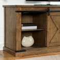 thumbnail image 4 of Furniture of America Nimmer Sliding Door with 6-Shelf Wood Dark Oak TV Stand, 4 of 6