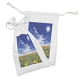 thumbnail image 2 of Flower Fabric Pouch Set of 2, Flowers Meadow and Cloudy Sky Nature Landscape Print Vivid Sun Springtime, Small Drawstring Bag for Toiletries Masks and Favors, 9" x 6", Multicolor, by Ambesonne, 2 of 2