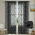 thumbnail image 4 of XmhyTop-A Vintage Lace Curtains Panels, 100x200cm Black Sheer Curtains 2 Pack, Vintage Embroidered Sheer Drapes, Rod Pocket Design, Ideal for Bedroom, Living Room, 4 of 6