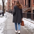 thumbnail image 5 of OIOLOYJM Winter Coats for Women Casual Double Breasted Long Jacket Formal Warm Comfortable Office Wool Work Overcoat Gray XL, 5 of 5