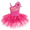 thumbnail image 2 of IBTOM CASTLE Kid Girls Sequins Flower One Shoulder Ballet Dance Dress Sleeveless Ruffle Tutu Skirted Leotard Ballerina Dancewear Outfit, 2 of 10