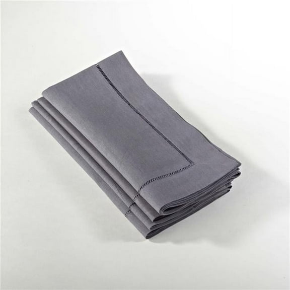 20 in. Square Hemstitched Dinner Napkin - Slate, Set of 4