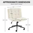 thumbnail image 3 of Modern Armless Home Office Chair Wide Desk Chair with Wheels for Home Office, Bedroom, Ivory white, 3 of 12