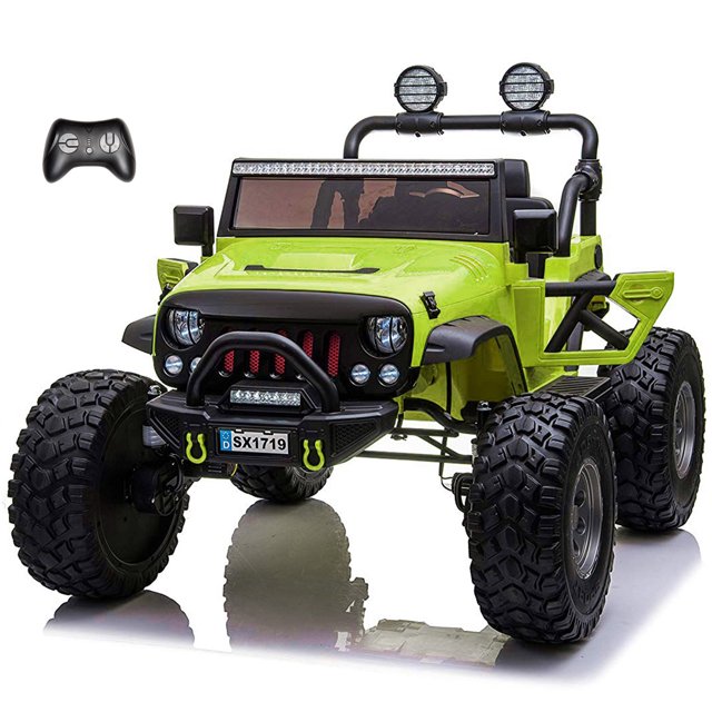 VOLTZ TOYS Lifted Monster Jeep 24V 2 Seater Classic Ride on Car with Remote Control, Leather Seat and EVA Tires