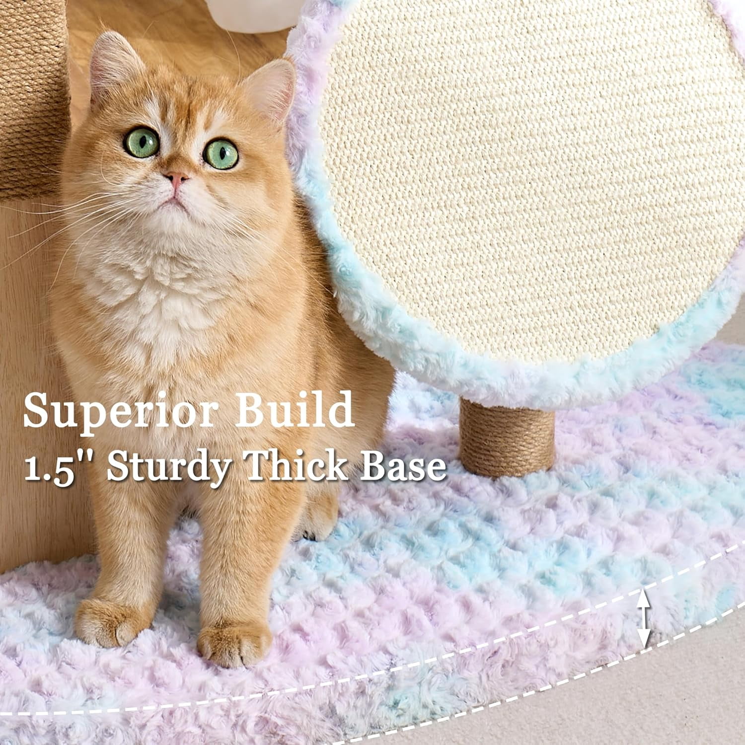 Modern Cat Tree Tower for Indoor Cats Large Adult, 37 inch Flower Cat Tree with Scratching Post, Luxury Aesthetic Cat Tree with Cloud-Soft Flower Perches and Physical Mouse-Sound Hanging Toy