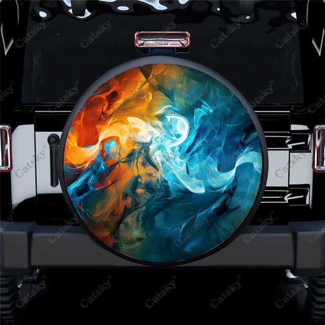 Abstract Digital Design Polyester Universal Spare Wheel Tire Cover Custom Tire-Covers for Trailer RV SUV Truck Camper