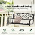 thumbnail image 6 of Costway 2-Person Metal Porch Swing with Table and Chairs, Brown, 6 of 12