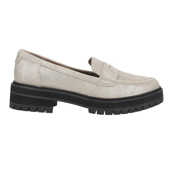 Mocasines para Mujer TOMS Cara en Gamuza Metálica Plateada Talla 7.5