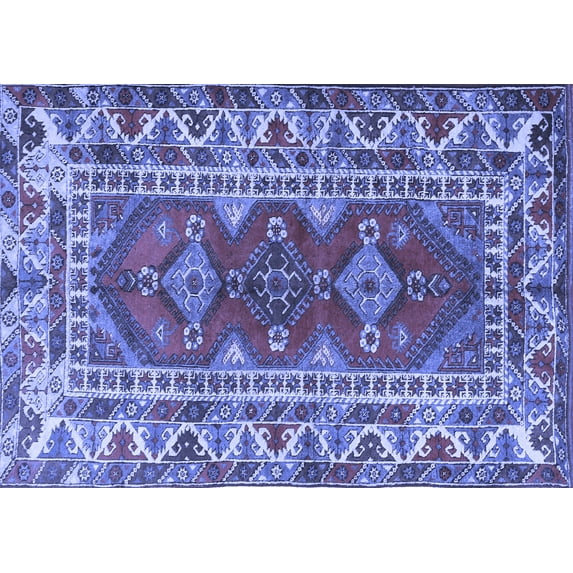 Ahgly Company Machine Washable Indoor Rectangle Persian Blue Traditional Area Rugs, 4' x 6'