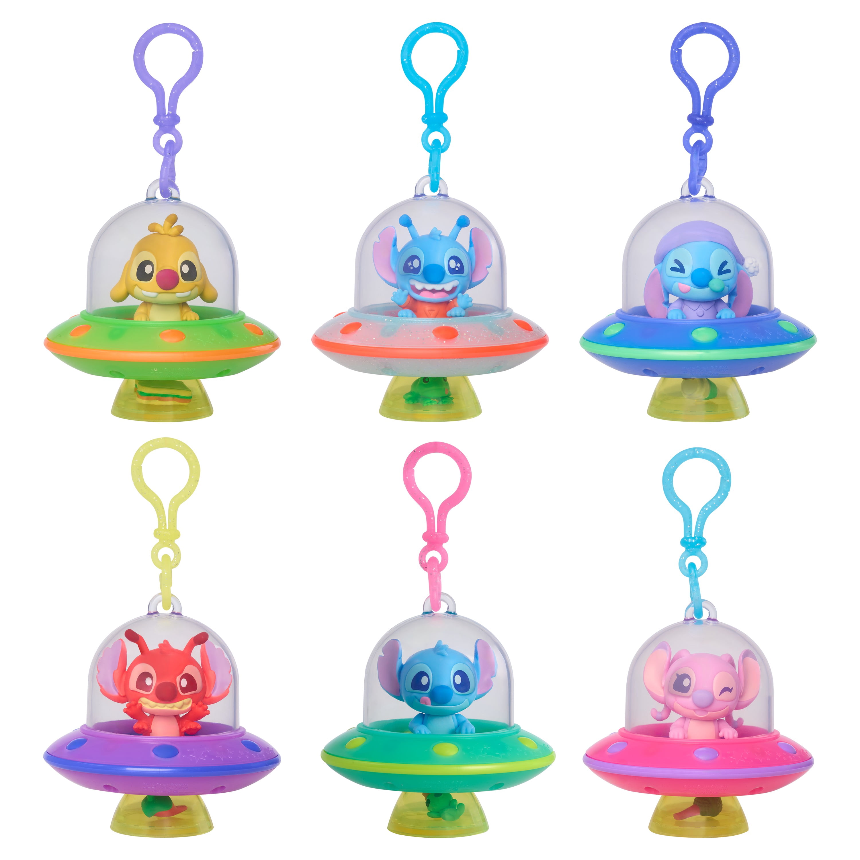 Disney Stitch Clip-On Figures, 3-Inch Collectible Clip-On Figure, Blind Box Toy by Just Play, 6 to Collect, Includes Clip-On Figure, Ages 3+