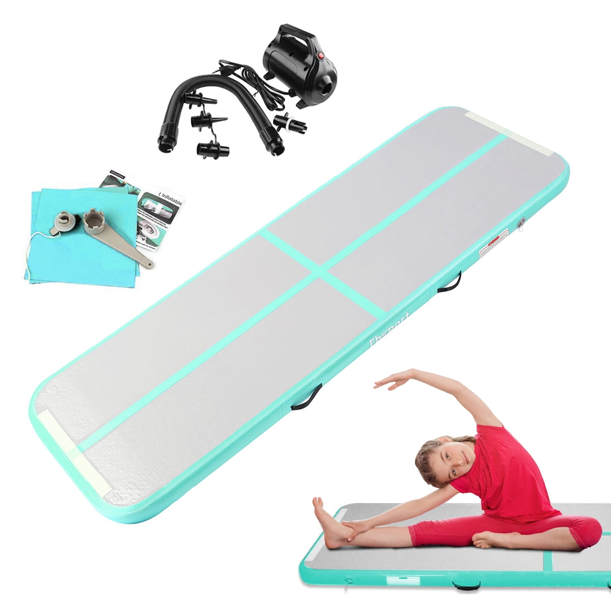 Details about   Inflatable Air Mat Track Yoga Floor Gymnastics Tumbling Mats W/ Pump 3.3ft-20Ft 