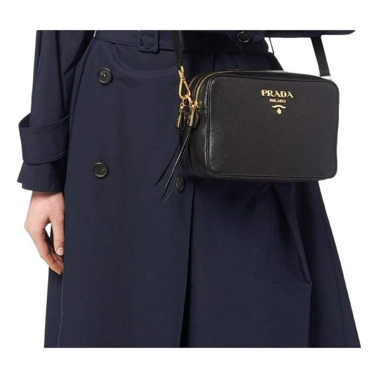 New Prada Black Vitello Phenix Leather Double Zip Cross Body New Prada Black Vitello Phenix Leather Double Zip Cross Body