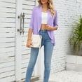 thumbnail image 5 of JGGSPWM Womens Dressy Casual Tops 3/4 Sleeve Shirts Open Front Cardigan Teen Girl Tunic Solid Ruffle Shrugs Cardigans Casual Elegant Outwear Purple XXL, 5 of 8