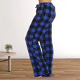 thumbnail image 2 of Mepaouo Women Pajama Pants Warm Plaid Lounge Pj Bottoms Drawstring Wide Leg Sleepwear Sizes S-3X, 2 of 8