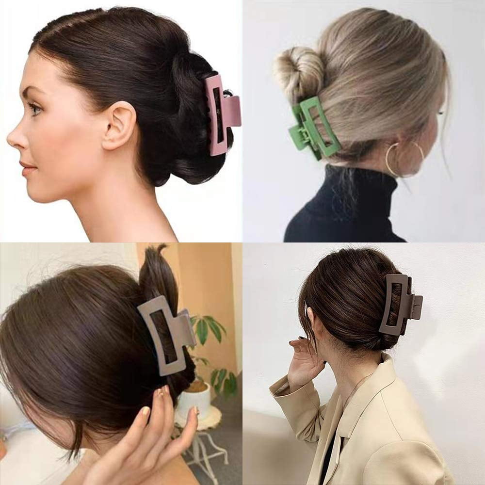 Women's thick rectangle claw clip,5 Color Hair jumbo claw clips,Strong Hold matte hair claw bannana clips,Fashion Hair Styling Accessories for women Girls