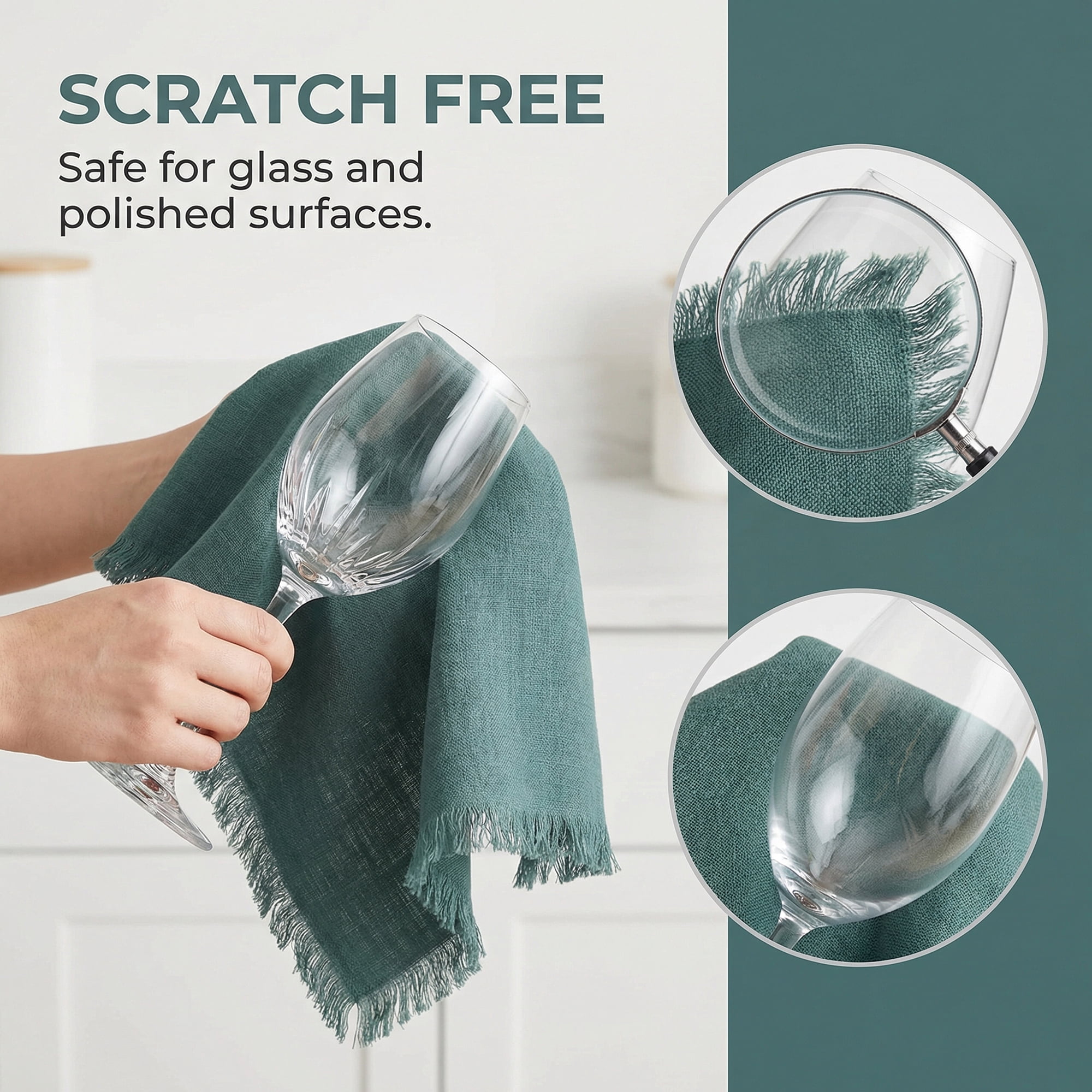 Unique Bargains Cotton Linen Kitchen Towels 4 Pack Dark Green/Light Green 18" x 18"