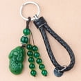 thumbnail image 3 of LLavero de piedra Natural para hombre, colgante de cuero, Jade tallado, Pixiu, regalo de alta calidad, 3 of 3