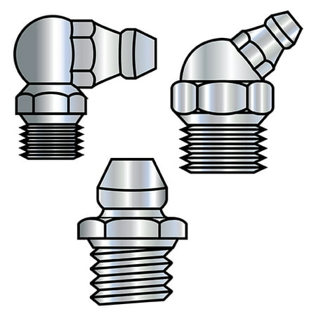 

1/8-27X.750 Grease Fitting 7/16 Hex 1/8-27 SPL Pipe Thread Zinc ROHS Hole Size .373-.380 (Pack Qty 500) BC-43FG90-SPL