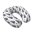 thumbnail image 2 of Xecao Blue Leaves Print Memory Foam Cervical Neck Pillow Versatile U-Shaped Pillows for Home,Office,Camping,Travelling,Soft Washable Cover, 2 of 8